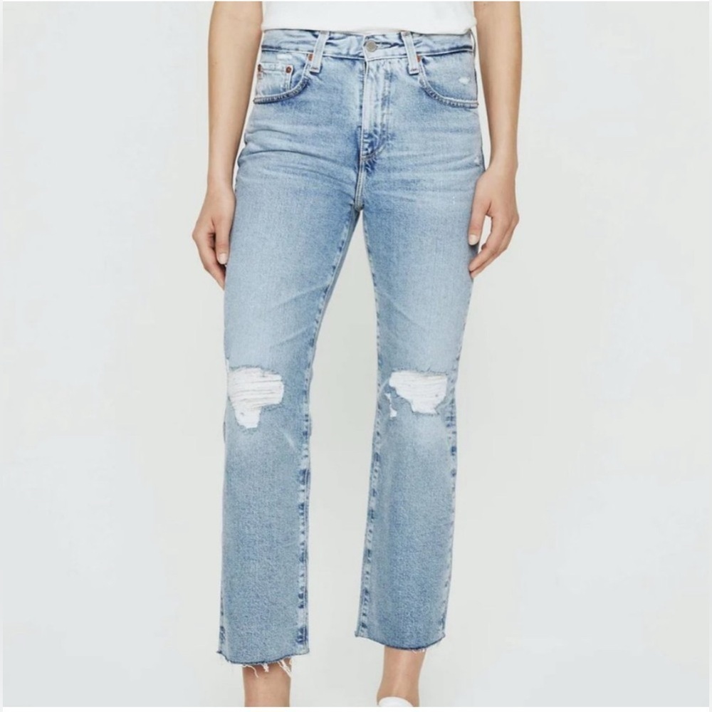 AG Adriano Goldschmied Kinsley High Rise Pop Crop Jeans Aged Denim 23 Years